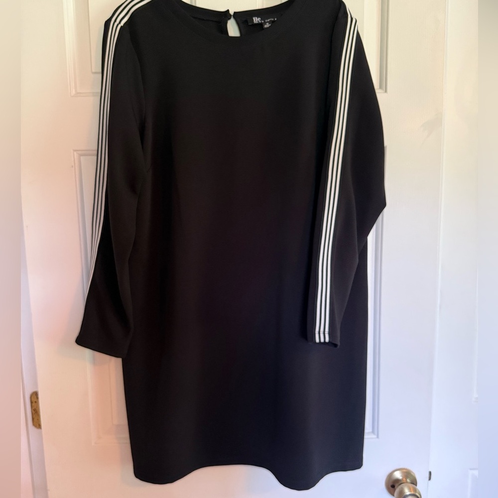Black Dress with Athletic Look Striped Sleeves